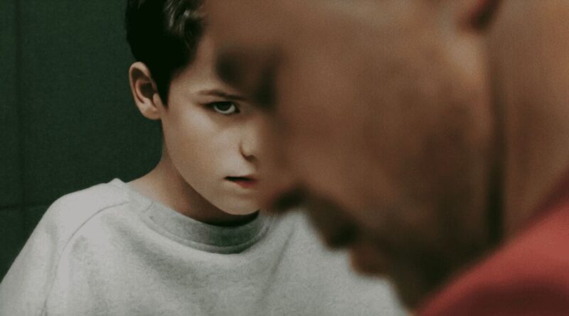 Cena dramática inspirada na série Adolescência da Netflix com atmosfera intensa e sombria